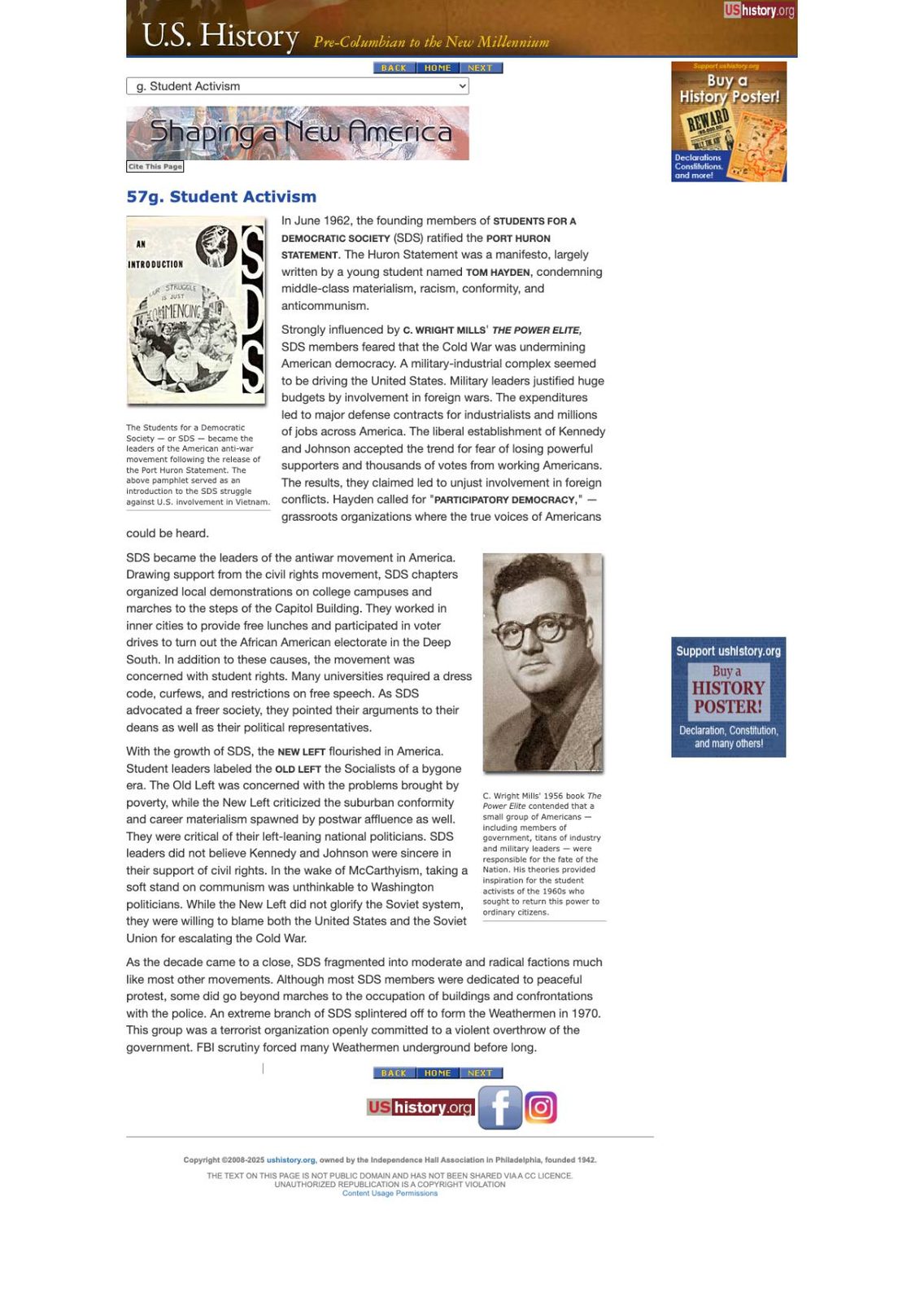 A legacy ushistory.org page with a different stylesheet