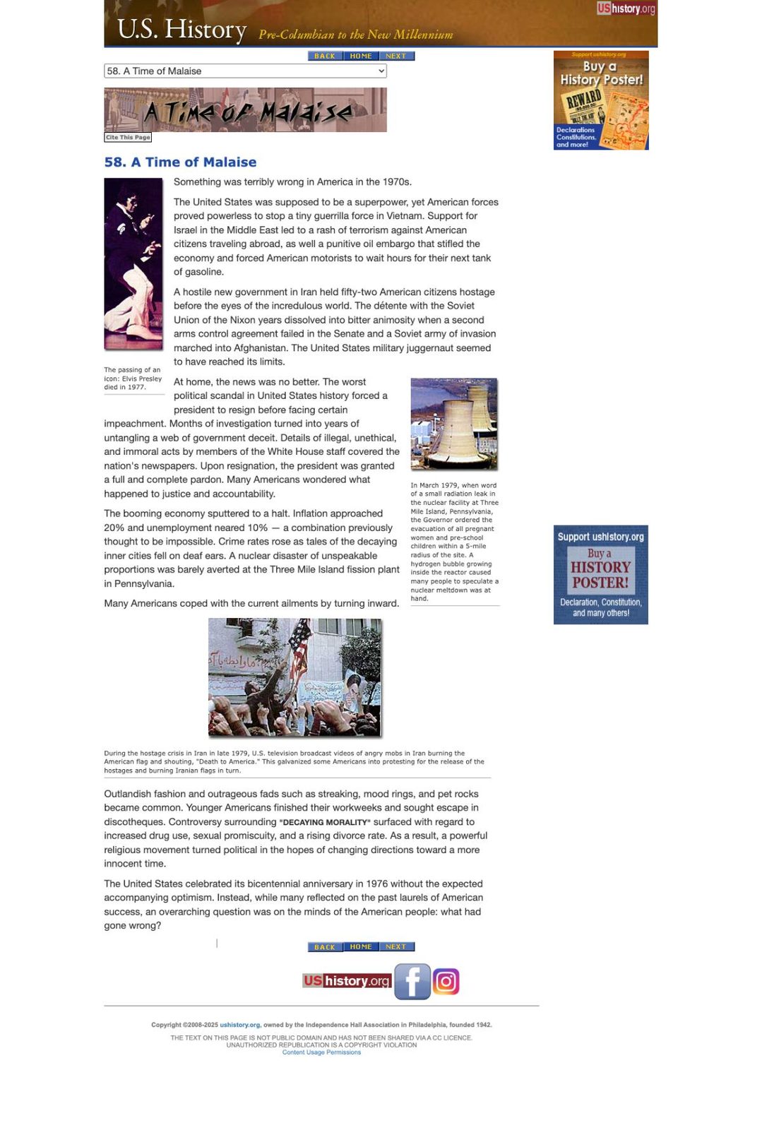 A legacy ushistory.org textbook chapter before the rebuild