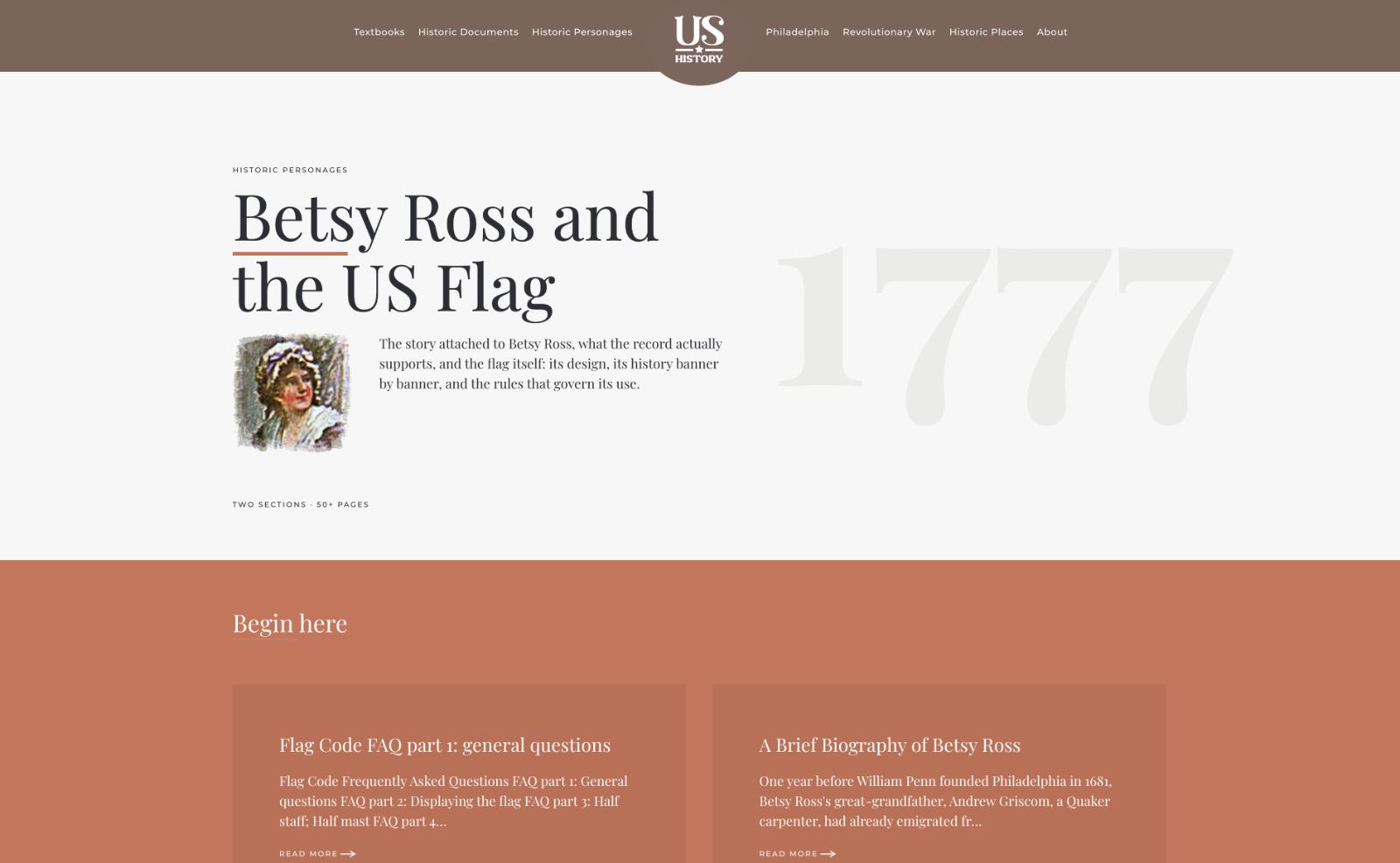 The Betsy Ross and the US Flag section on the new site